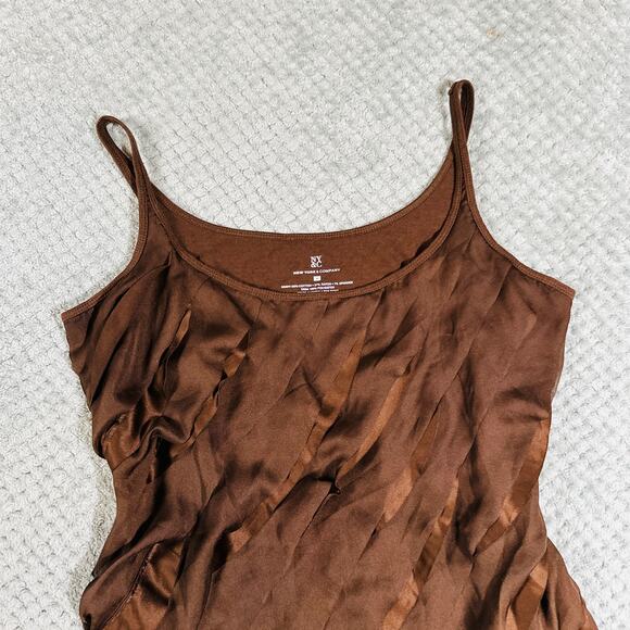 vintage y2k chocolate brown ruffle babydoll coquette spaghetti tank top M - Picture 2 of 4